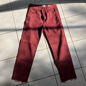 Wine color, slim, straight pants